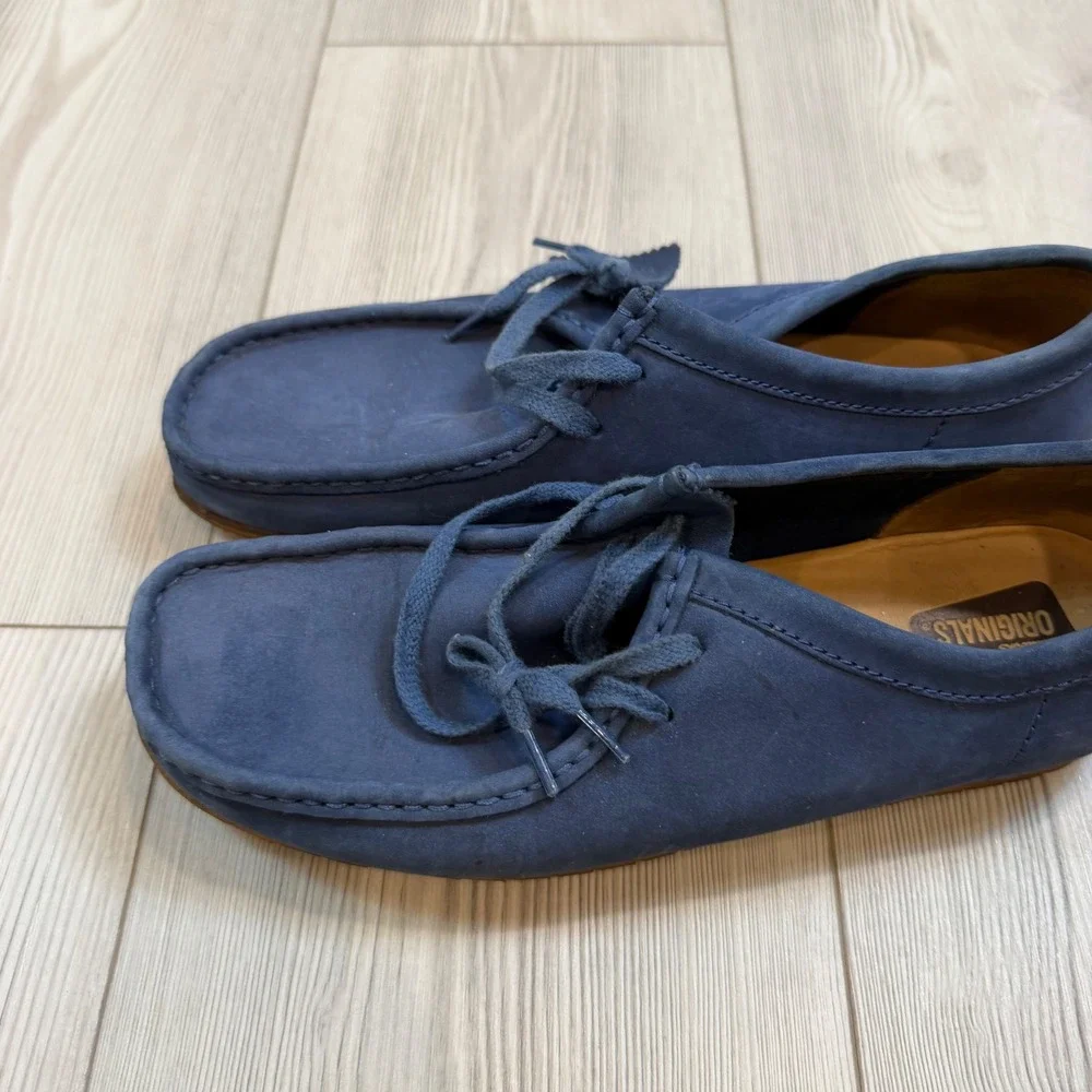 Clarks Originals Wallabees Mens 9 Navy Blue Nubuck Leather Moccasin 261225827080